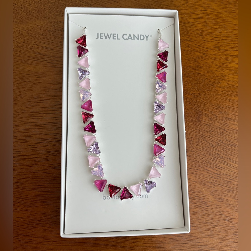 Bomb Party Jewel Candy Necklace - Frosted Pink Lollipop